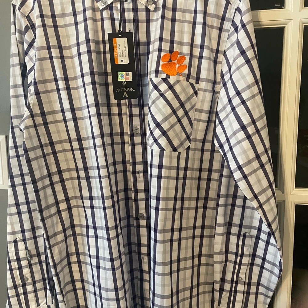 NWT $87.99 Medium Clemson University Antigua Men's Dress Shirt